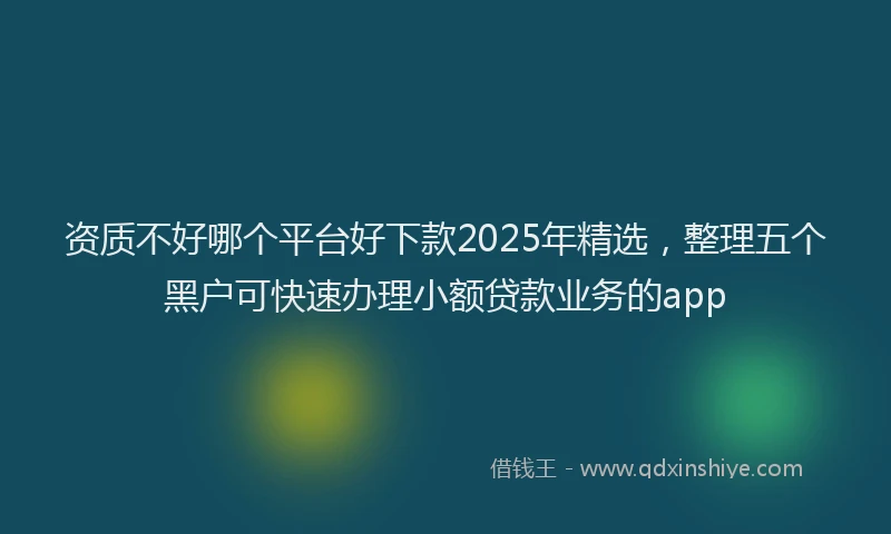 资质不好哪个平台好下款2025年精选，整理五个黑户可快速办理小额贷款业务的app
