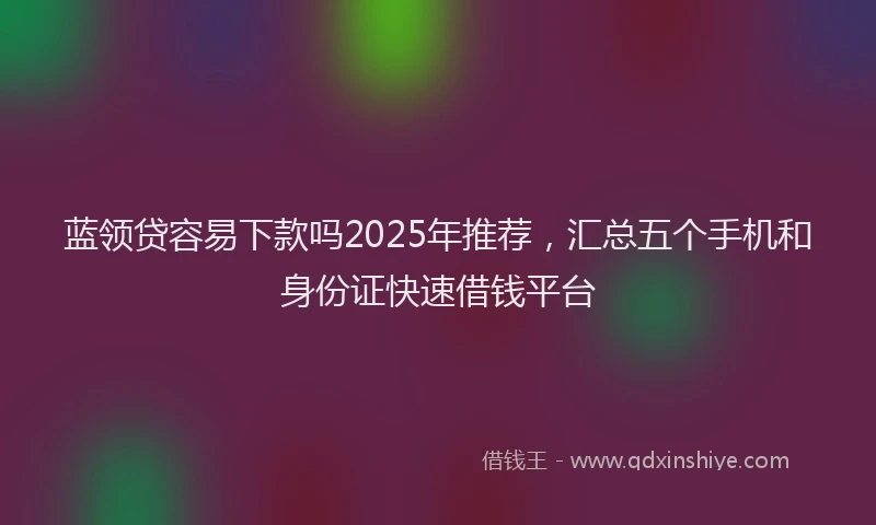 蓝领贷容易下款吗2025年推荐，汇总五个手机和身份证快速借钱平台