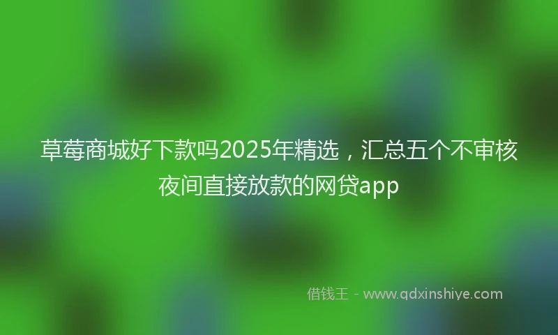 草莓商城好下款吗2025年精选，汇总五个不审核夜间直接放款的网贷app