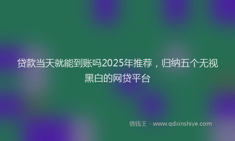 贷款当天就能到账吗2025年推荐，归纳五个无视黑白的网贷平台