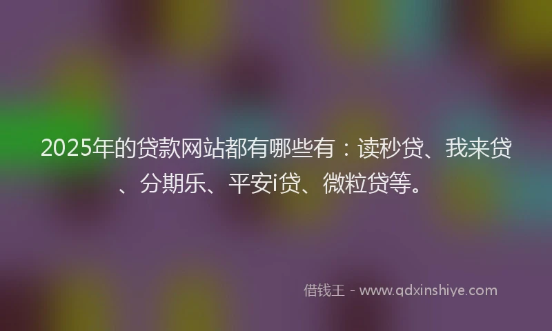 2025年的贷款网站都有哪些有：读秒贷、我来贷、分期乐、平安i贷、微粒贷等。