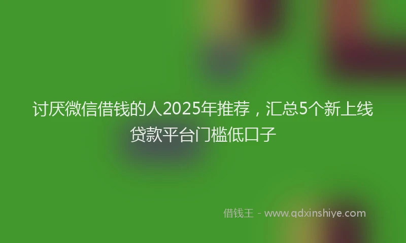 讨厌微信借钱的人2025年推荐，汇总5个新上线贷款平台门槛低口子