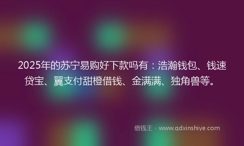 2025年的苏宁易购好下款吗有：浩瀚钱包、钱速贷宝、翼支付甜橙借钱、金满满、独角兽等。