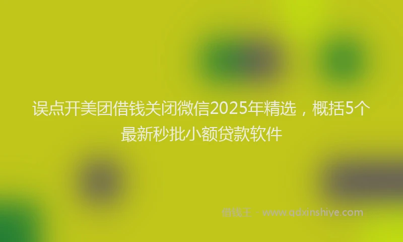误点开美团借钱关闭微信2025年精选，概括5个最新秒批小额贷款软件