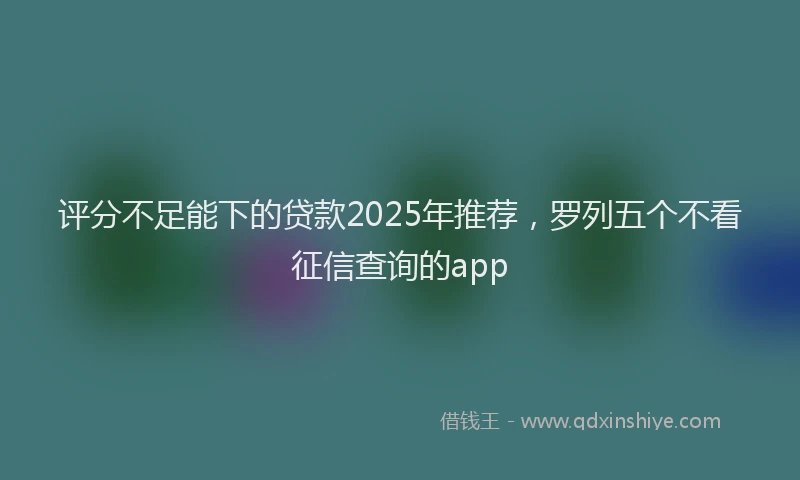 评分不足能下的贷款2025年推荐，罗列五个不看征信查询的app