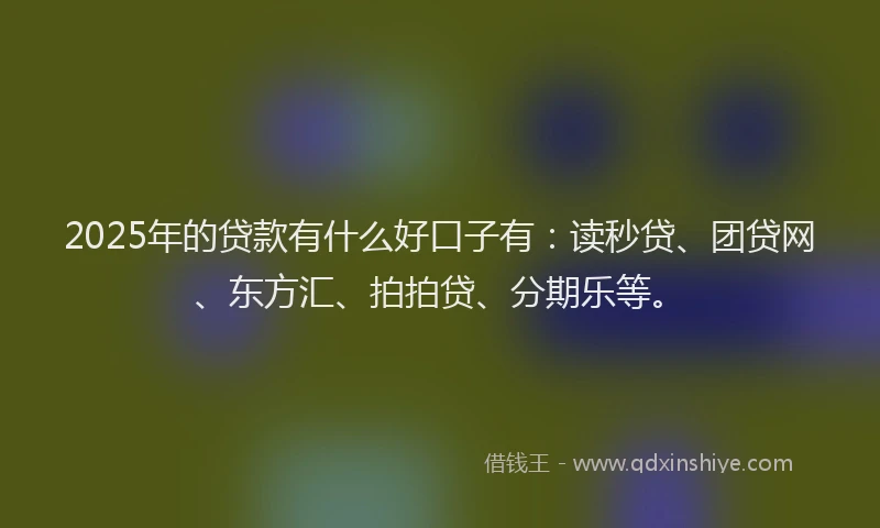 2025年的贷款有什么好口子有：读秒贷、团贷网、东方汇、拍拍贷、分期乐等。