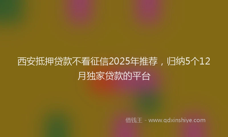 西安抵押贷款不看征信2025年推荐，归纳5个12月独家贷款的平台