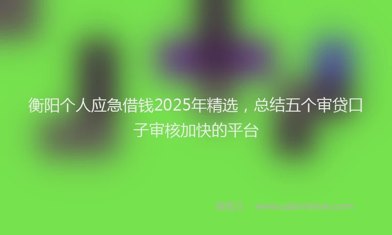 衡阳个人应急借钱2025年精选，总结五个审贷口子审核加快的平台