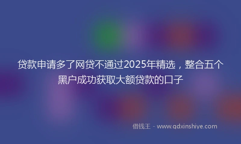 贷款申请多了网贷不通过2025年精选，整合五个黑户成功获取大额贷款的口子