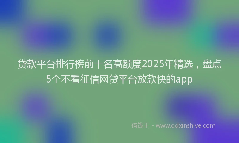 贷款平台排行榜前十名高额度2025年精选，盘点5个不看征信网贷平台放款快的app