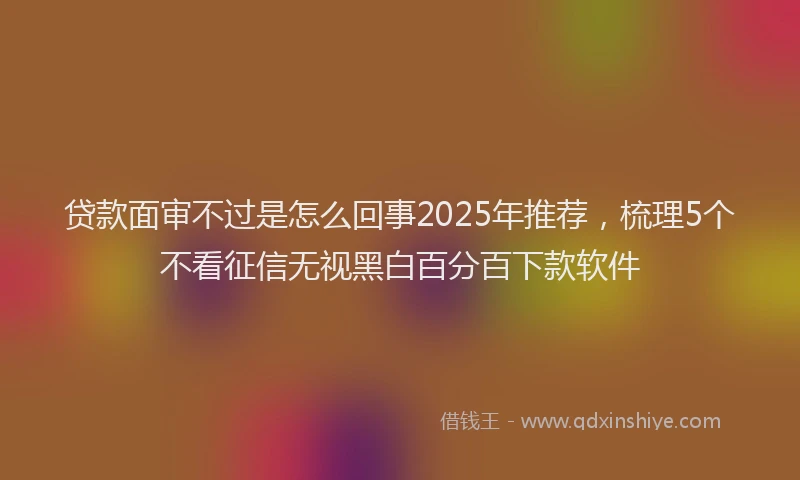 贷款面审不过是怎么回事2025年推荐，梳理5个不看征信无视黑白百分百下款软件