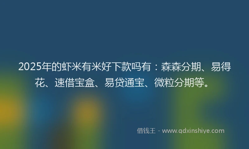 2025年的虾米有米好下款吗有：森森分期、易得花、速借宝盒、易贷通宝、微粒分期等。