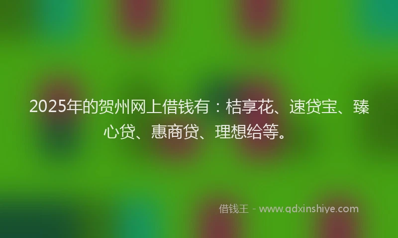 2025年的贺州网上借钱有：桔享花、速贷宝、臻心贷、惠商贷、理想给等。