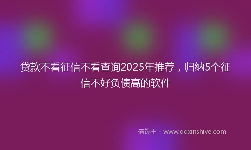 贷款不看征信不看查询2025年推荐，归纳5个征信不好负债高的软件