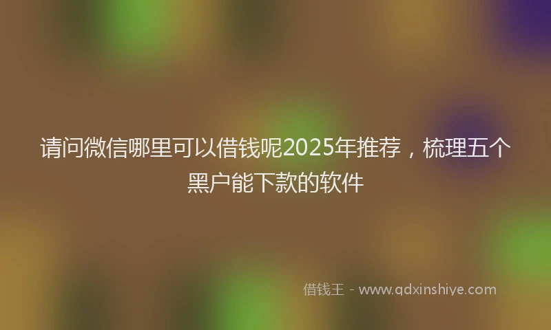 请问微信哪里可以借钱呢2025年推荐，梳理五个黑户能下款的软件