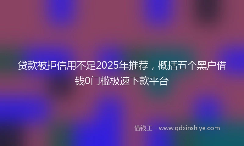 贷款被拒信用不足2025年推荐，概括五个黑户借钱0门槛极速下款平台