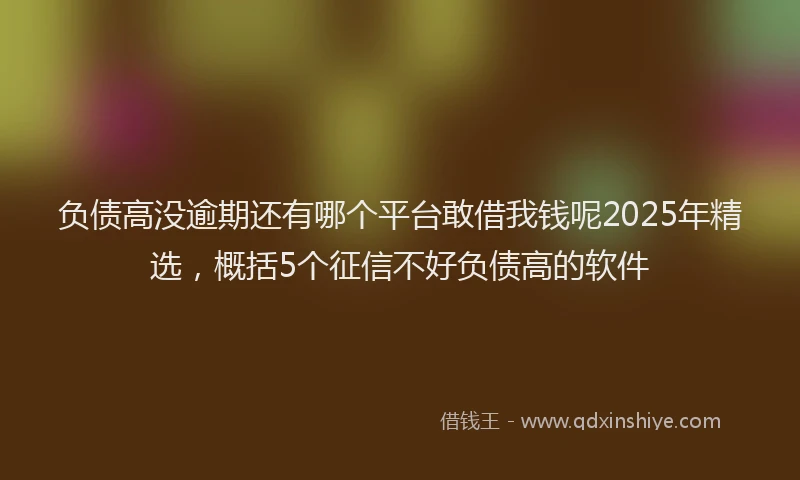 负债高没逾期还有哪个平台敢借我钱呢2025年精选，概括5个征信不好负债高的软件