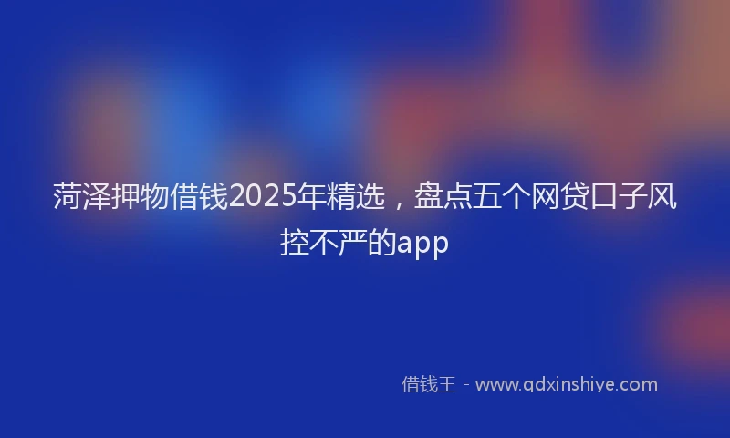 菏泽押物借钱2025年精选，盘点五个网贷口子风控不严的app