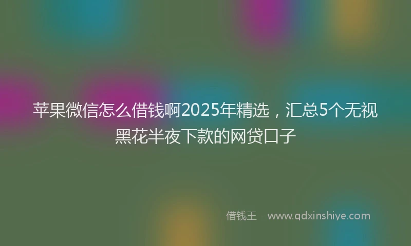 苹果微信怎么借钱啊2025年精选，汇总5个无视黑花半夜下款的网贷口子