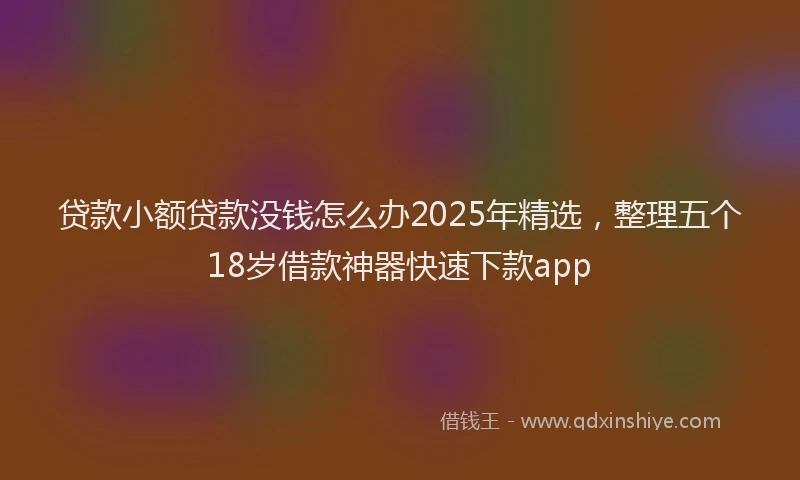 贷款小额贷款没钱怎么办2025年精选，整理五个18岁借款神器快速下款app