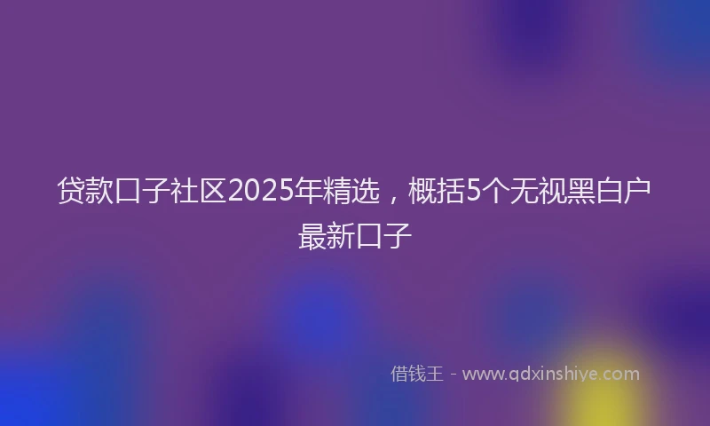 贷款口子社区2025年精选，概括5个无视黑白户最新口子
