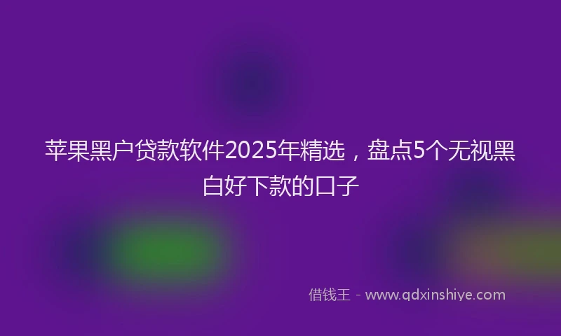 苹果黑户贷款软件2025年精选，盘点5个无视黑白好下款的口子