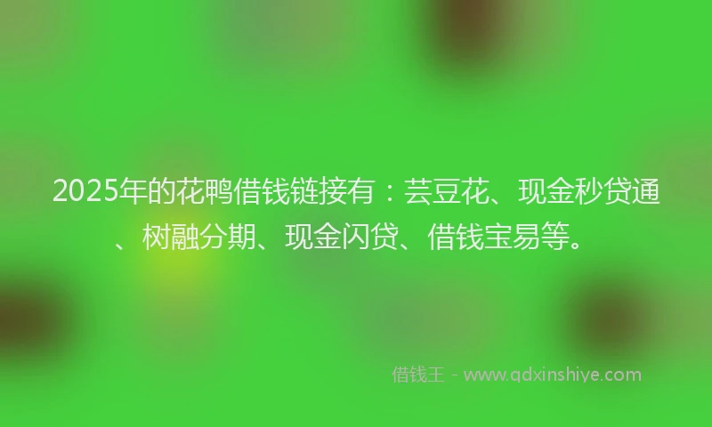 2025年的花鸭借钱链接有：芸豆花、现金秒贷通、树融分期、现金闪贷、借钱宝易等。