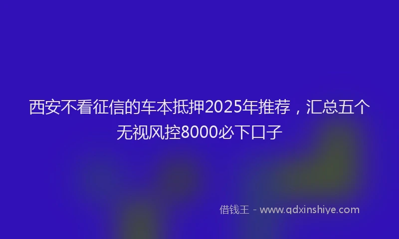 西安不看征信的车本抵押2025年推荐，汇总五个无视风控8000必下口子