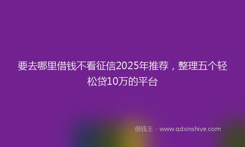 要去哪里借钱不看征信2025年推荐，整理五个轻松贷10万的平台