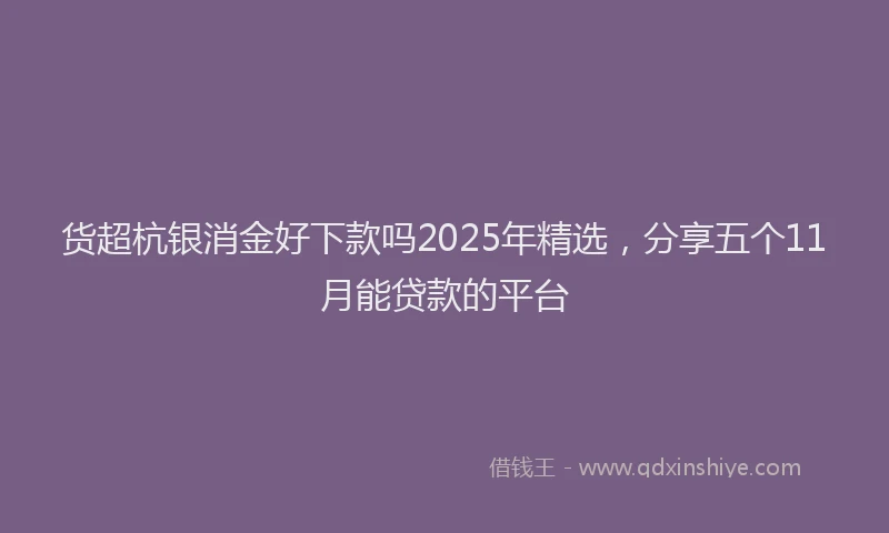 货超杭银消金好下款吗2025年精选，分享五个11月能贷款的平台