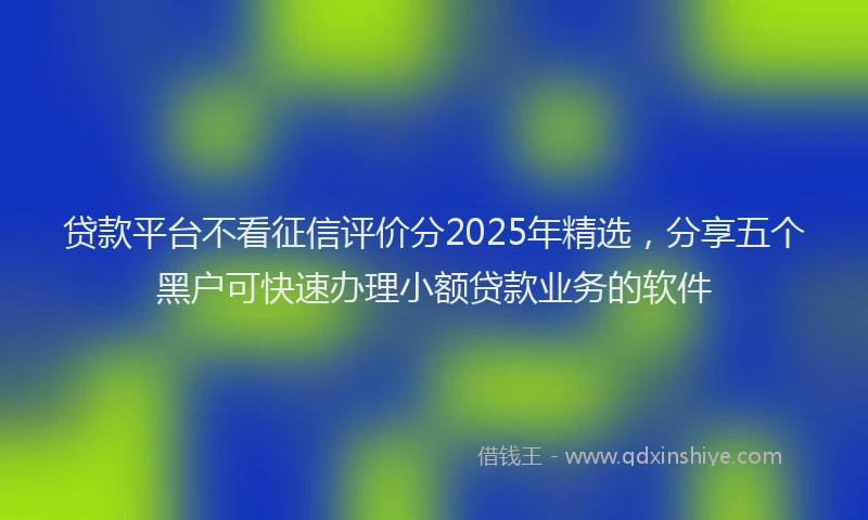 贷款平台不看征信评价分2025年精选，分享五个黑户可快速办理小额贷款业务的软件