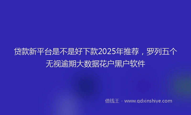 贷款新平台是不是好下款2025年推荐，罗列五个无视逾期大数据花户黑户软件