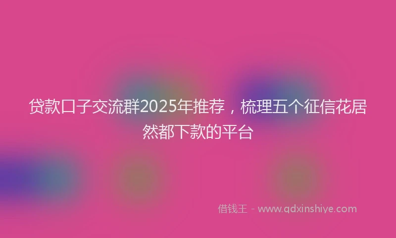 贷款口子交流群2025年推荐，梳理五个征信花居然都下款的平台