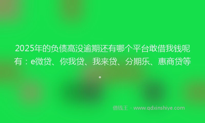2025年的负债高没逾期还有哪个平台敢借我钱呢有：e微贷、你我贷、我来贷、分期乐、惠商贷等。