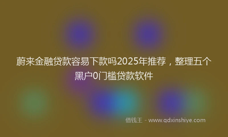 蔚来金融贷款容易下款吗2025年推荐，整理五个黑户0门槛贷款软件