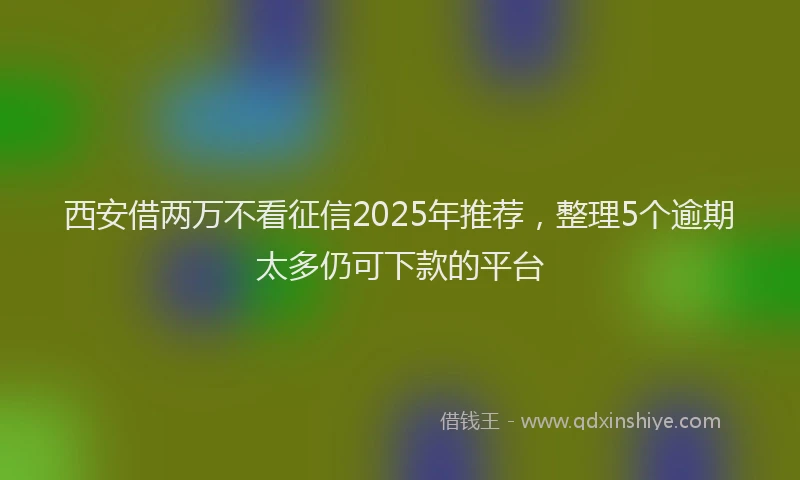 西安借两万不看征信2025年推荐，整理5个逾期太多仍可下款的平台