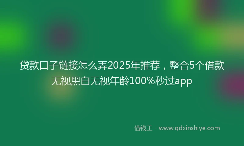 贷款口子链接怎么弄2025年推荐，整合5个借款无视黑白无视年龄100%秒过app