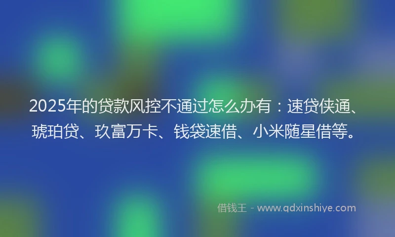 2025年的贷款风控不通过怎么办有：速贷侠通、琥珀贷、玖富万卡、钱袋速借、小米随星借等。
