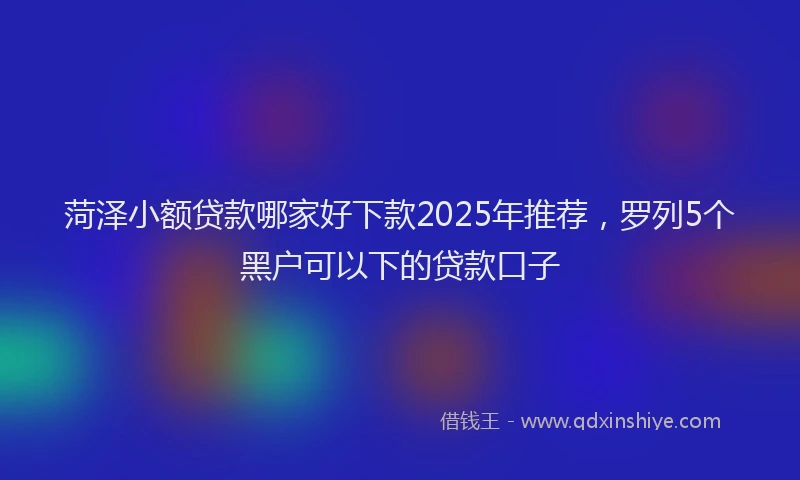 菏泽小额贷款哪家好下款2025年推荐，罗列5个黑户可以下的贷款口子