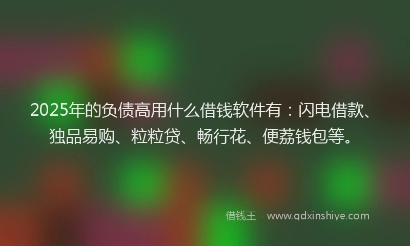 2025年的负债高用什么借钱软件有：闪电借款、独品易购、粒粒贷、畅行花、便荔钱包等。