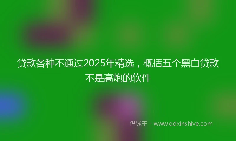 贷款各种不通过2025年精选，概括五个黑白贷款不是高炮的软件