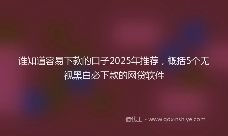谁知道容易下款的口子2025年推荐，概括5个无视黑白必下款的网贷软件