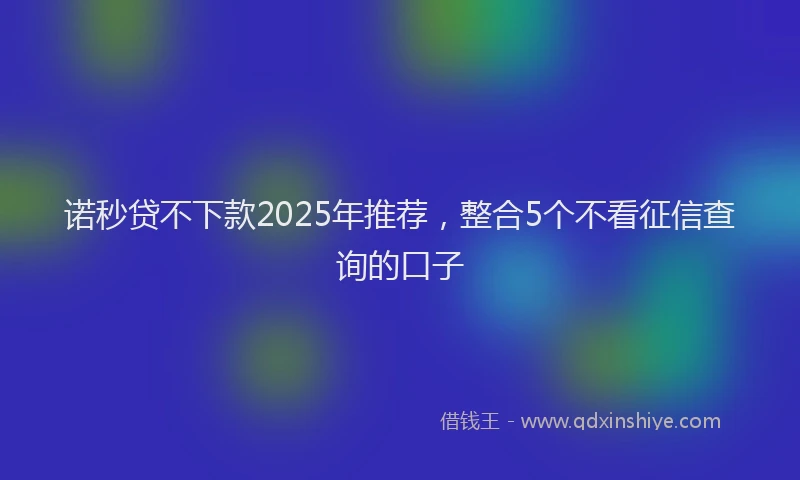 诺秒贷不下款2025年推荐，整合5个不看征信查询的口子