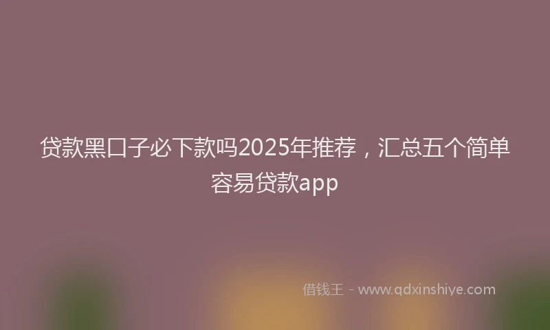 贷款黑口子必下款吗2025年推荐，汇总五个简单容易贷款app