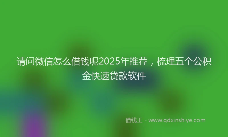 请问微信怎么借钱呢2025年推荐，梳理五个公积金快速贷款软件