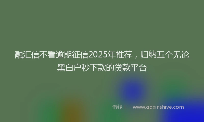 融汇信不看逾期征信2025年推荐，归纳五个无论黑白户秒下款的贷款平台