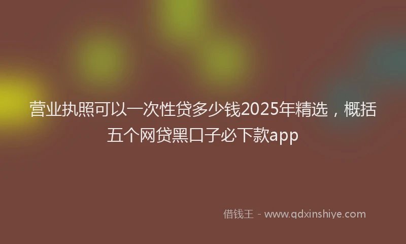 营业执照可以一次性贷多少钱2025年精选，概括五个网贷黑口子必下款app