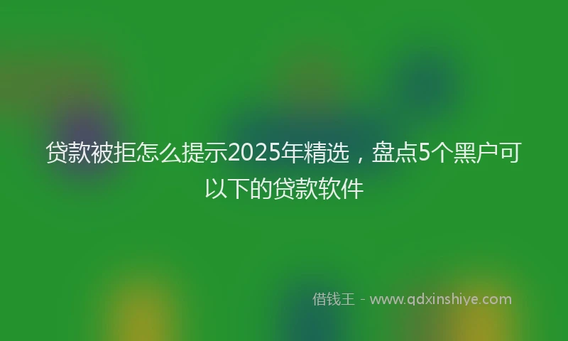 贷款被拒怎么提示2025年精选，盘点5个黑户可以下的贷款软件