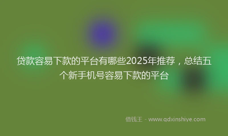 贷款容易下款的平台有哪些2025年推荐，总结五个新手机号容易下款的平台