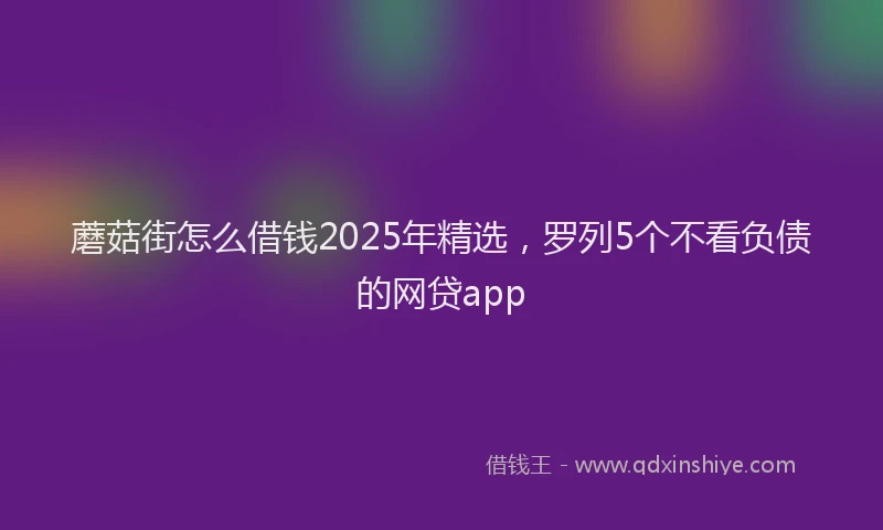 蘑菇街怎么借钱2025年精选，罗列5个不看负债的网贷app